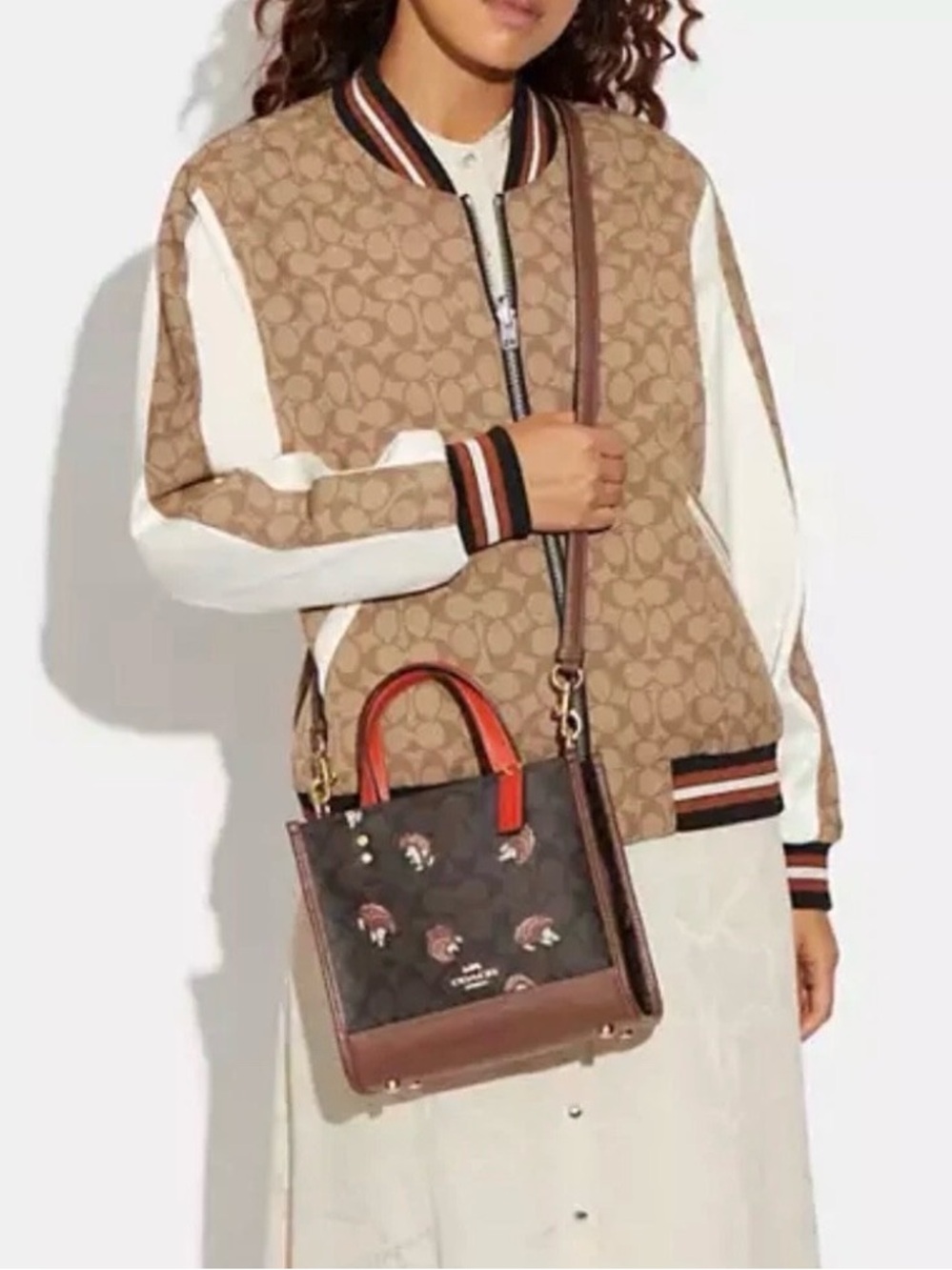 Coach Brown Signature Satchel with Orange Handles and Hedgehog Print - Picture 10 of 10